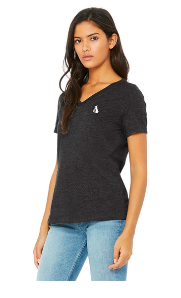 Dark Rabbit Society Women's V-Neck (Dark Gray)